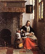 Pieter de Hooch, A Woman Peeling Apples